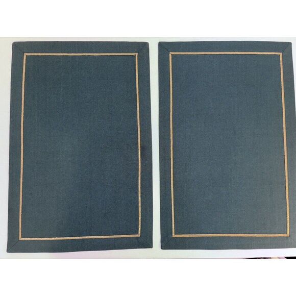 Rose Tree Forest Green Placemats With Gold Embroidery Set of 6 - Picture 4 of 6